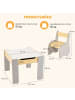 COSTWAY Kindertisch mit 2 Stühlen in Beige
