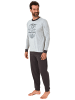 NORMANN Schlafanzug langarm Bündchen Pyjama maritimimen print - 64808 in Grau