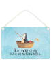 Mr. & Mrs. Panda Wanddeko Pinguin Angelboot mit Spruch in Eisblau