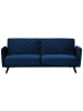 Beliani 3-Sitzer Sofa SENJA in Blau/Dunkler Holzfarbton - (W) 198 x (H) 87 x (L) 95 cm