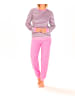 NORMANN Frottee Schlafanzug Bündchen Rundhals geringelt - 10258 in rose