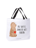 Mr. & Mrs. Panda Schultertasche Bär Kaffee mit Spruch in Weiß