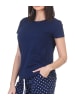 NORMANN Schlafanzug kurzarm Oberteil Pyjama Shirt Top in marine