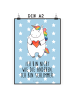 Mr. & Mrs. Panda Poster Einhorn Herz mit Spruch in Blau Pastell
