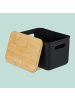 relaxdays 2 x Aufbewahrungsbox in Schwarz/ Natur – (B)36 x (H)16 x (T)25 cm
