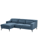 Beliani Ecksofa GLOSLI in Blau/Schwarz - (W) 220 x (H) 94 x (L) 157 cm rechtsseitig