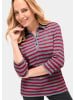GOLDNER Hochwertiges Langarmshirt mit Polokragen in graumeliert / rubinrot / geringelt