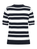 More & More Kurzarm-Pullover mit Streifen in marine/offwhite