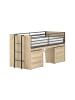 58 aufm Kessel HALBHOCHBETT 90x200 Keelia Eiche mit Schreibtisch Stauraum