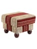 58 aufm Kessel HOCKER Kasha Bezug Chenille Buche nussbaum dunkel / rot