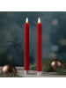 MARELIDA 2x LED Stabkerzen LINA Rustik-Optik Echtwachs H: 25cm in rot