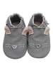 Mejale Graue Baby-Leder-Laufschuhe, komfortabel mit rutschfester Sohle - Hasenmotiv
