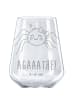 Mr. & Mrs. Panda Glas mit Gravur Spinne Agathe Freude mit Spruch in Transparent