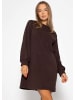 SASSYCLASSY Sweatkleid mit Stehkragen in Braun