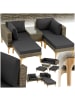 tectake Rattan Sitzgruppe mit Sicherheitsglasplatte, schlanke, hohe Beine