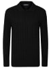 Felix Hardy Grobstrick Zopfmuster Langarm Polo Pullover in Schwarz