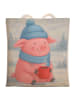 Mr. & Mrs. Panda Tasche Schweinchen Glühwein Design ohne Spruch in Weiß