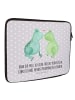 Mr. & Mrs. Panda Laptop Hülle Frosch Liebe mit Spruch in Grau Pastell