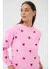 Kaffe Sweatshirt KAmabel Loose fit in Pink Frosting/Red Big Hearts