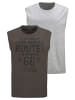Man's World Muscleshirt in grau-mel/oliv