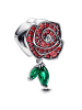 Pandora Silber-Charm Funkelnde Blühende Rose Rot