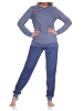 NORMANN Frottee Pyjama langarm Schlafanzug Bündchen Streifen - 75917 in marine