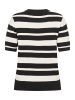 More & More Kurzarm-Pullover mit Streifen in black/offwhite
