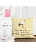 Mr. & Mrs. Panda Kissen 40x40 Storch mit Spruch in Gelb Pastell