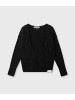 10Days Relaxed Fit Strickpullover mit tiefem Ausschnitt in Black