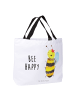 Mr. & Mrs. Panda Tote Bag Biene Happy mit Spruch in Weiß