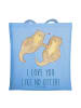 Mr. & Mrs. Panda Strandtasche Otter Hände halten mit Spruch in Sky Blue