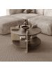 CALICOSY Couchtisch MILO in Walnuss / Travertin - (W) 70  x (H) 45  x (L) 70  cm