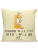Mr. & Mrs. Panda Sofa Kissen Fuchs Depressionen mit Spruch in Gelb Pastell
