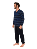 NORMANN Langarm Schlafanzug Frottee Stretch Pyjama Bündchen - 86851 in marine