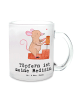 Mr. & Mrs. Panda Teetasse aus Glas Maus Töpfern mit Spruch in Transparent