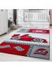 KADIMA DESIGN Kinderteppich Rennwagen Polypropylen saugroboter Kurzflor Kinderzimmer in Rot