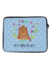 Mr. & Mrs. Panda Laptop Tasche Bär Königin mit Spruch in Blau Pastell
