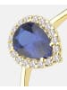 Vanlere Cluster-Ring aus 375 Gelbgold mit Zirkonia mit Saphir