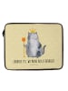 Mr. & Mrs. Panda Laptop Tasche Katze König mit Spruch in Gelb Pastell