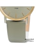 Regent Armbanduhr-Analog grün, grau mittel (ca. 39mm) Regent Lederarmband