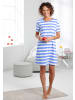 Comtessa Sleepshirt in mittelblau-ecru-gestreift