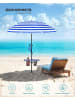 SONGMICS Sonnenschirm Sheld in Blau-Weiß - (H)206 cm x Ø160 cm