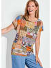 GOLDNER Druckbluse Luftige Viskosebluse mit Patch-Print in gelb / gemustert