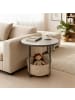 relaxdays Beistelltisch in Grau/ Cremeweiß - (H)50 x Ø 45 cm
