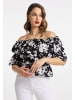 faina Damen Carmenbluse in Schwarz Weiss