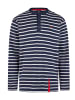 Wind Sportswear Polo Pique Langarm gestreift in navy-weiß