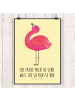 Mr. & Mrs. Panda Kunstdruck Flamingo Stolz mit Spruch in Gelb Pastell