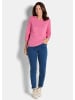 GOLDNER Kurzgröße:  Strickpullover Halbarm Baumwollpullover mit Struktur in pink