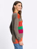 Sieh an! Long-Pullover in taupe-orange-gestreift