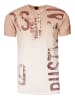 Rusty Neal T-Shirt Verwaschen mit Farbverlauf und Prints in Beige
